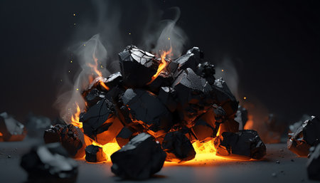 View of black charcoalsの素材