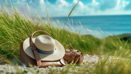 Photo of a hat lay on the groundの素材