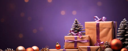 Photo of christmas decoration with gift box and text spaceの素材