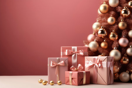 Photo of christmas decoration with gift box and text spaceの素材