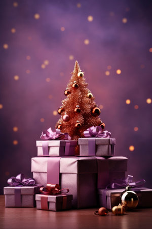 Photo of christmas decoration with gift box and text spaceの素材