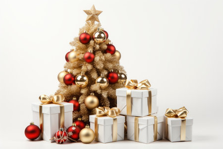 Photo of christmas decoration with gift box and text spaceの素材