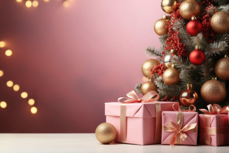 Photo of christmas decoration with gift box and text spaceの素材