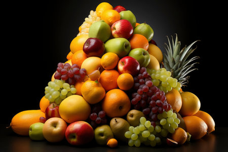 Photos of various fruits on isolated backgroundの素材