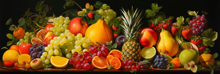 Photos of various fruits on isolated backgroundの素材