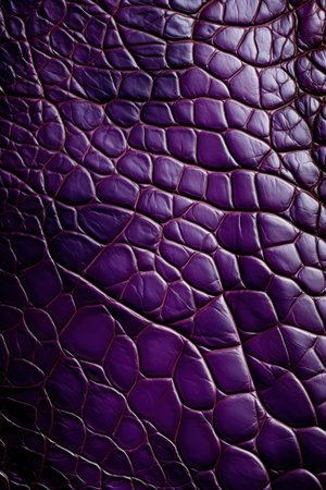 Purple crocodile leather texture background. Close up of snake skin pattern.の素材
