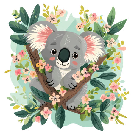 Cute koala cartoon illustrationの素材
