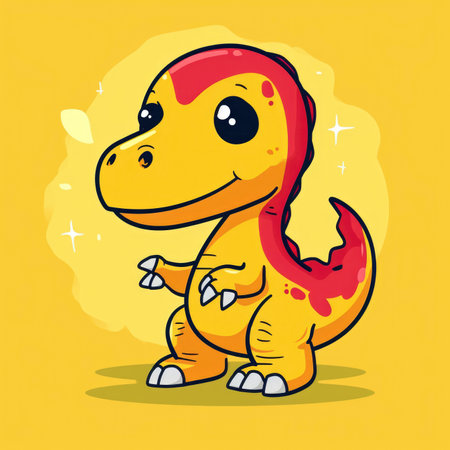 Cute cartoon of dinosaurの素材