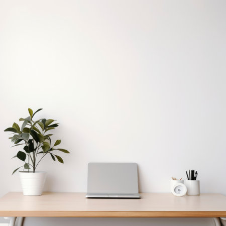View of minimalist desk setupの素材