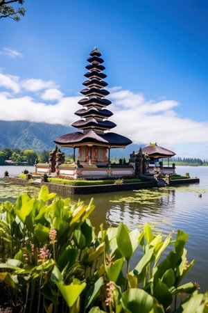 Pura Ulun Danu Bratan Temple on a Sunny Day in Baliの素材