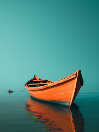 Minimalist photo of a wooden boatの素材