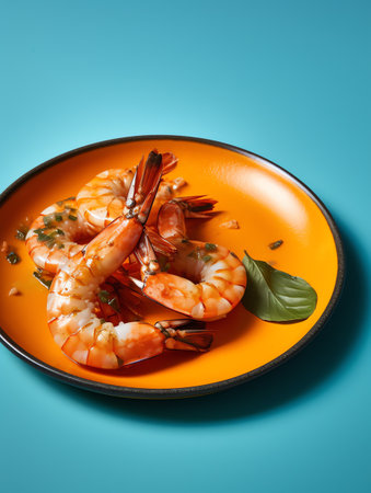 Photo a plate of shrimp foodの素材
