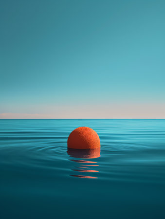 Photo an orange object floating in the oceanの素材
