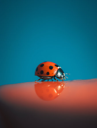 Close up photo of a lady bugの素材