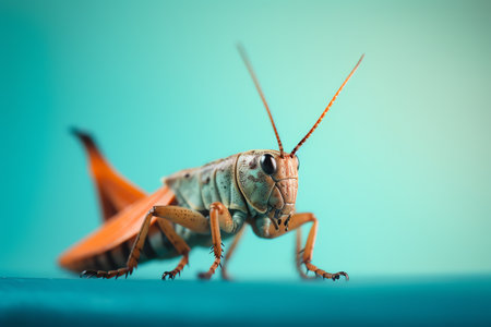 Close up photo of a grasshopperの素材