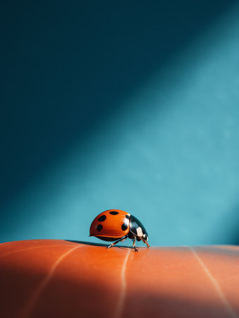 Close up photo of a lady bugの素材