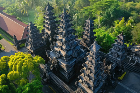 Aerial view of beautiful hindu templeの素材
