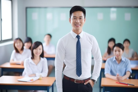 Photo of a teacher in classの素材