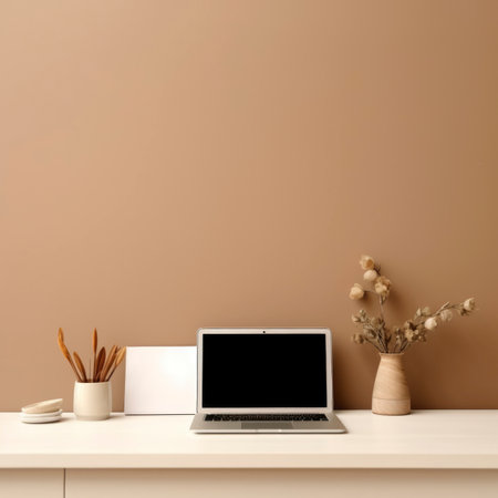 View of minimalist desk setupの素材
