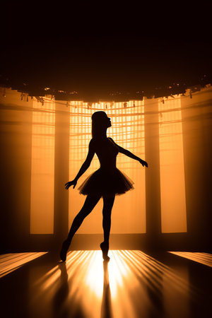 Silhouette of a ballerina in pointe shoes and tutuの素材