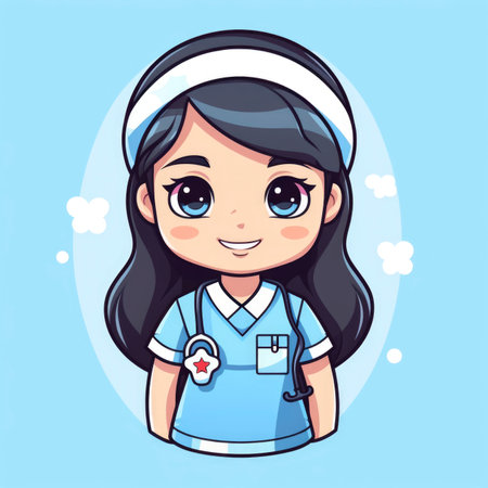 Cartoon illustration of a nurseの素材