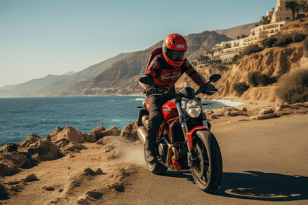 Adventure motorbike in nature photoの素材