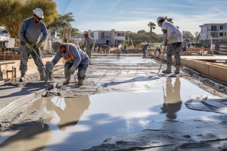 Photo of workers casting concreteの素材