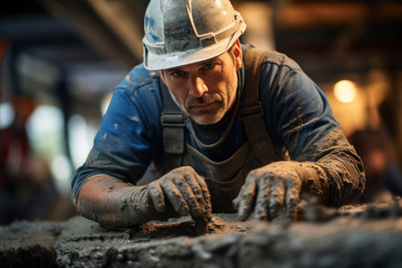 Photo of workers casting concreteの素材