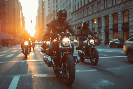 Photo of men riding motorcycleの素材