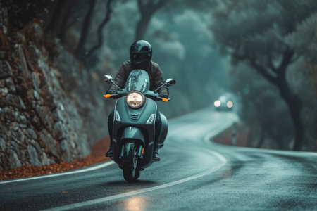 Photo of men riding motorcycleの素材
