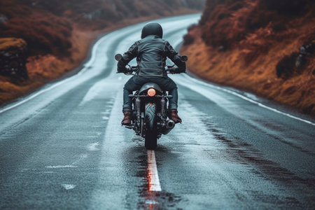 Photo of men riding motorcycleの素材