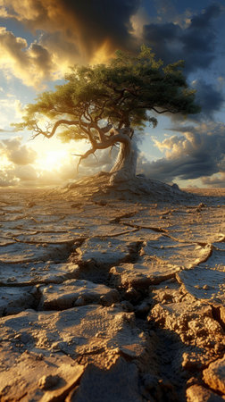 photo of dry land during the dry seasonの素材