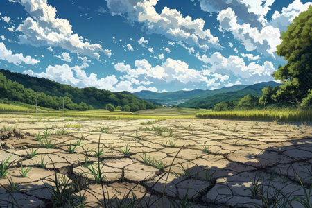 photo of dry land during the dry seasonの素材