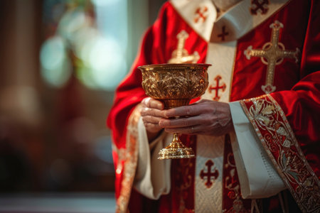 Photo pour Photo of  a priest carrying a ciborium - image libre de droit