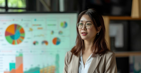 Photo a business woman standing confidentlyの素材