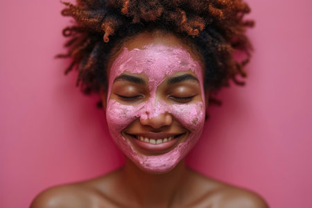 Photo a young woman using a face mask creamの素材