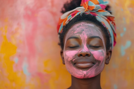 Photo a young woman using a face mask creamの素材