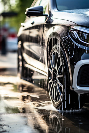 photo of a car being washedの素材