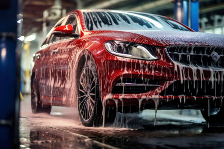 photo of a car being washedの素材