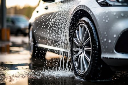 photo of a car being washedの素材