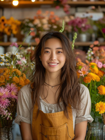 Photo of a smiling floristの素材