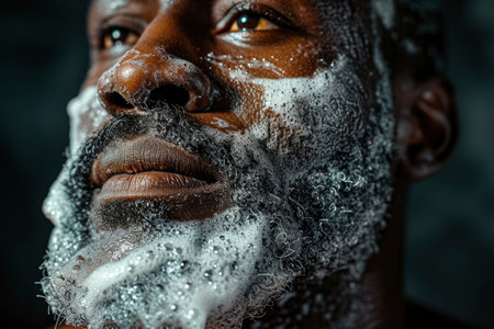 photo of man shaving his beardの素材