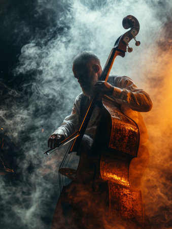 Photo a man playing double bassの素材