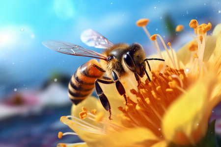 Photo of a bee on flowerの素材
