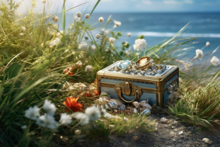 Photo of a treasure box in natureの素材