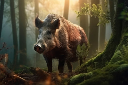Photo of a wild boar in the jungleの素材