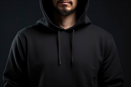 Photo of a man wearing black hoodieの素材