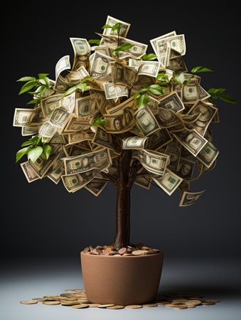 Illustration of money tree plantの素材