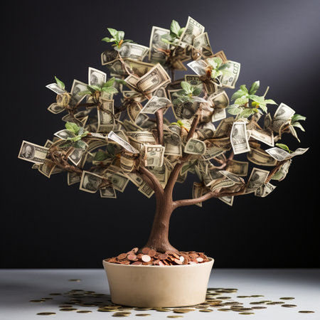 Illustration of money tree plantの素材