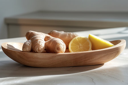 Photo of a plate of gingerの素材